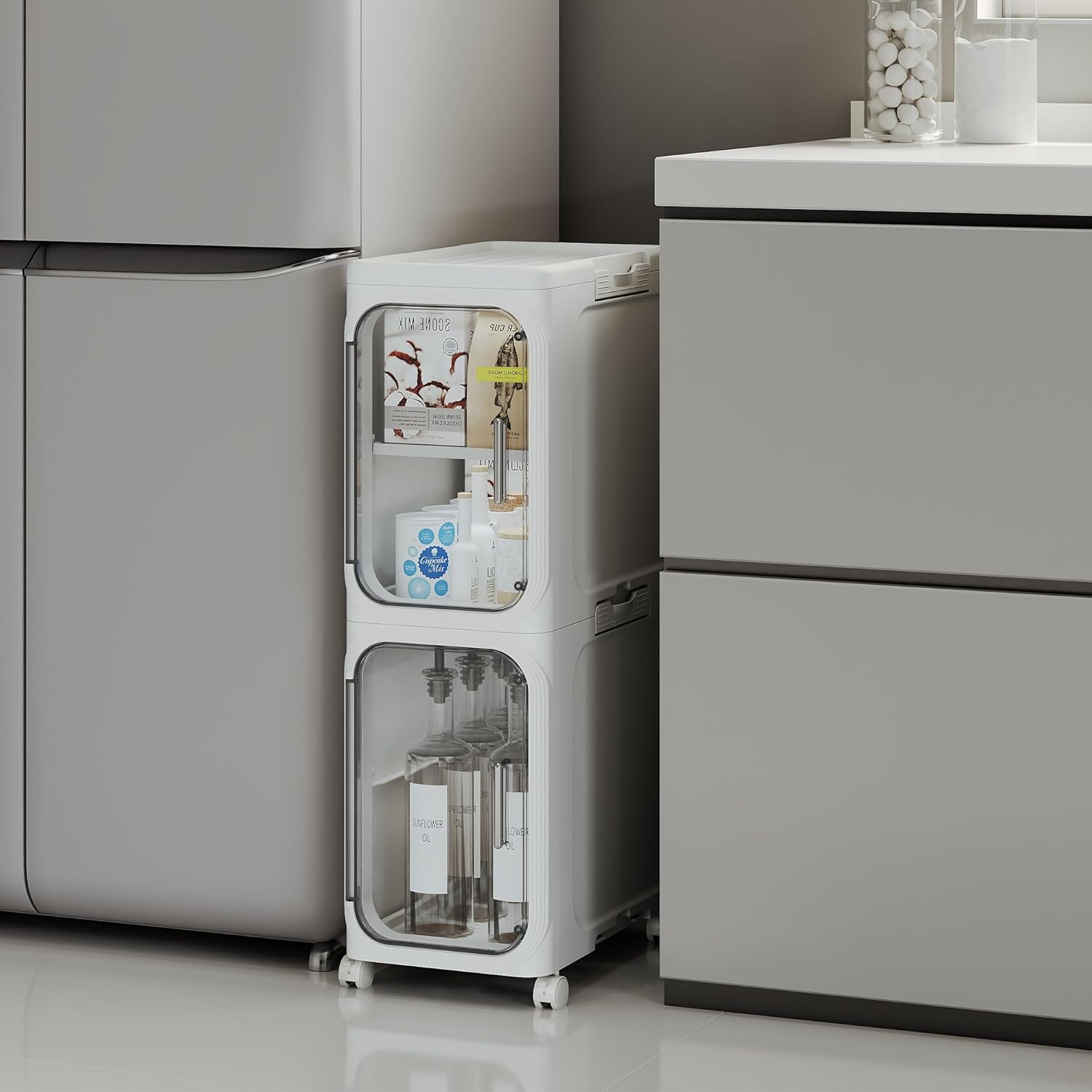 White Slim Home Storage Cabinet