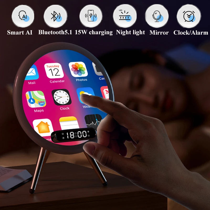 Smart Bluetooth Speaker Alarm Clock Mirror