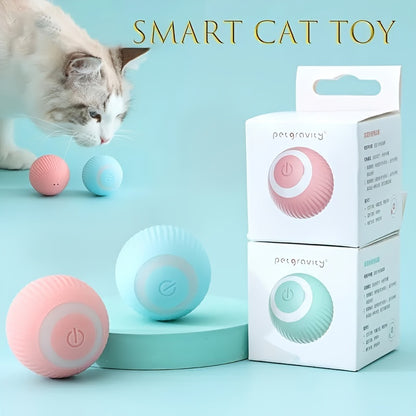 Smart cat toy with packaging on a light blue background