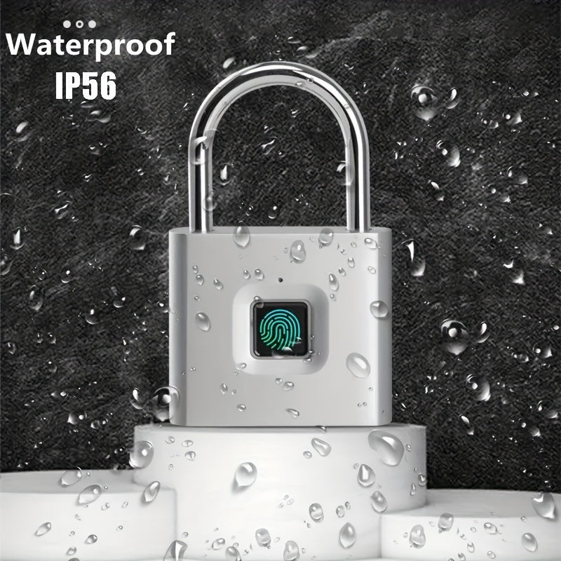 Waterproof fingerprint lock with IP56 rating on a wet surface
