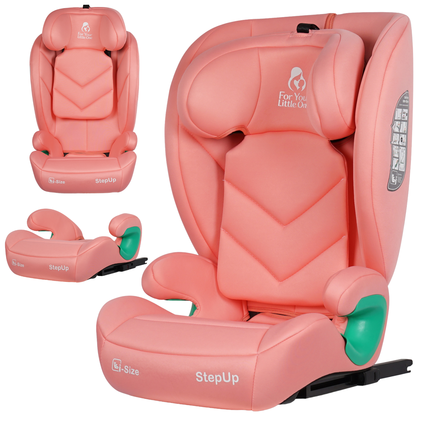 For Your Little One Stepup I-Size Isofix 2/3 Car Seat Booster Rose 4-12 Years