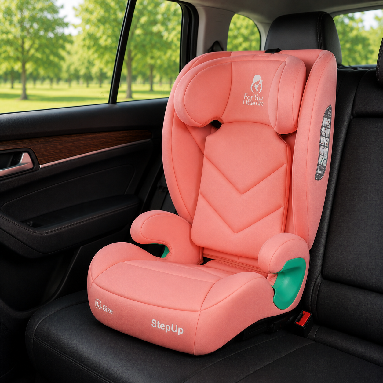 For Your Little One Stepup I-Size Isofix 2/3 Car Seat Booster Rose 4-12 Years