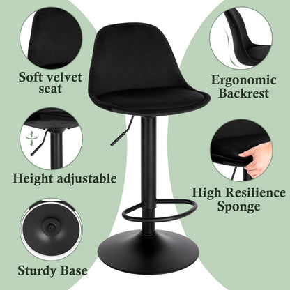 Black bar stool with features highlighted on a green background