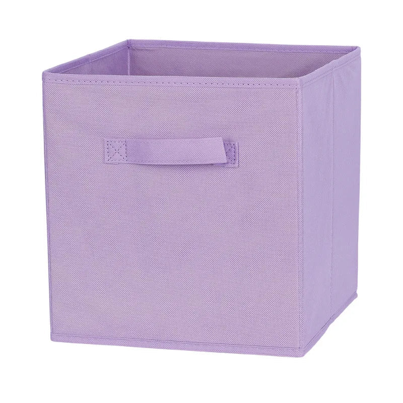 Purple storage box with a handle on a white background