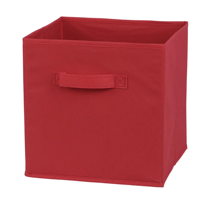 Red storage box with a handle on a white background