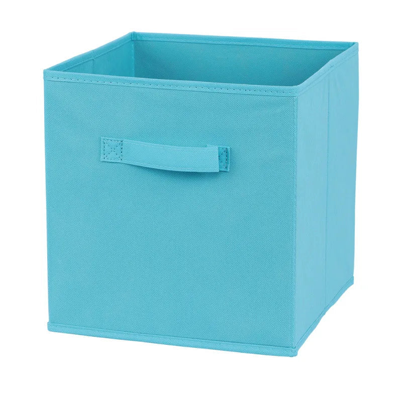 Blue storage box with a handle on a white background