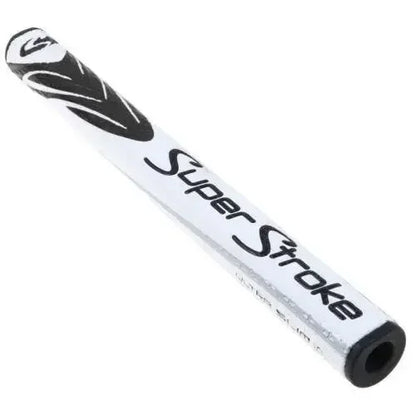 White golf club grip with black text and logo on a white background