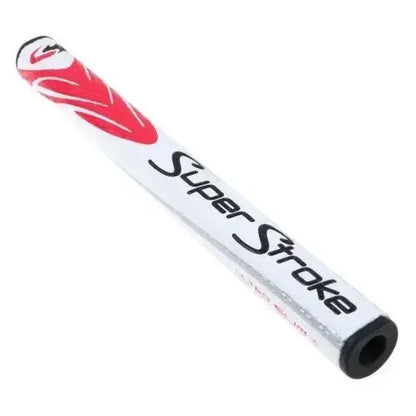 SuperStroke golf club grip with red and black design on a white background