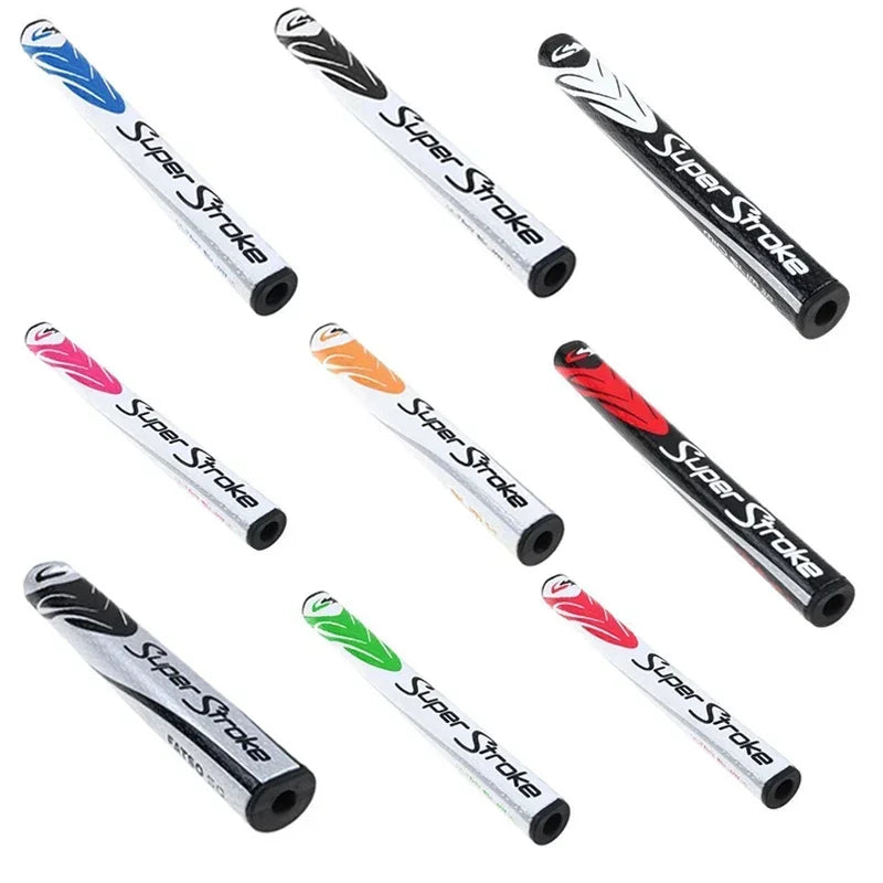 SuperStroke golf grips in various colors on a white background