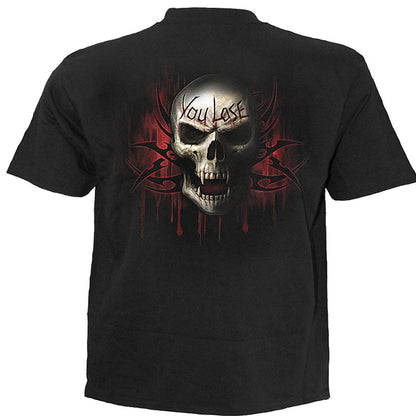 Game Over T-Shirt Black Grim Reaper Skeleton Graphic 100% Cotton Tee Shirt Skull