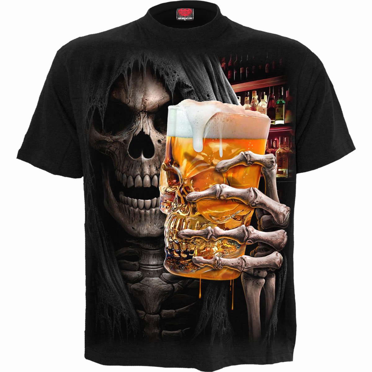Live Loud T-Shirt Black Rock & Metal Graphic 100% Cotton Tee Beer Skull Skeleton
