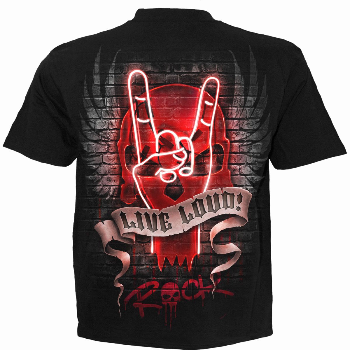 Live Loud T-Shirt Black Rock & Metal Graphic 100% Cotton Tee Beer Skull Skeleton