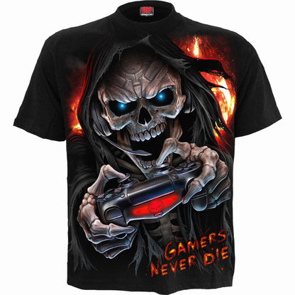 Respawn T-Shirt Black Gaming Skull Graphic 100% Cotton Gamer Tee Shirt Skeleton