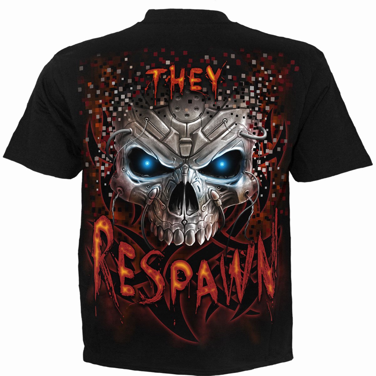 Respawn T-Shirt Black Gaming Skull Graphic 100% Cotton Gamer Tee Shirt Skeleton