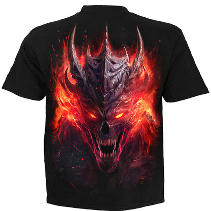 Riff Burner T-Shirt Black Flaming Demon Guitar Graphic 100% Cotton Rock Tee
