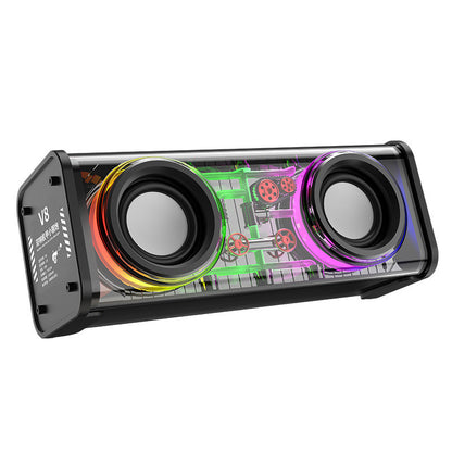 Gaming computer case with RGB lighting on a white background