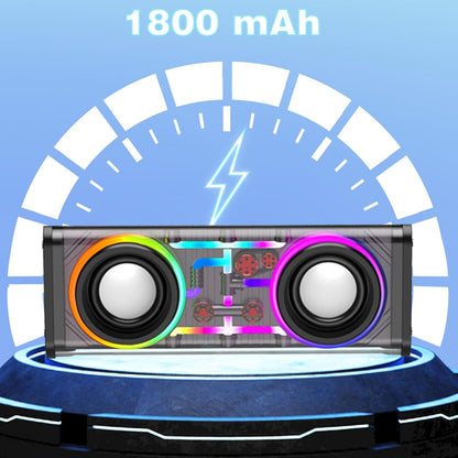 Colorful electronic device with 'Long Enough Playing Time 1800 mAh' text on a blue background