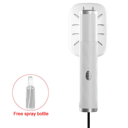 White handheld device with a spray nozzle on a white background, including a small inset of a free spray bottle.