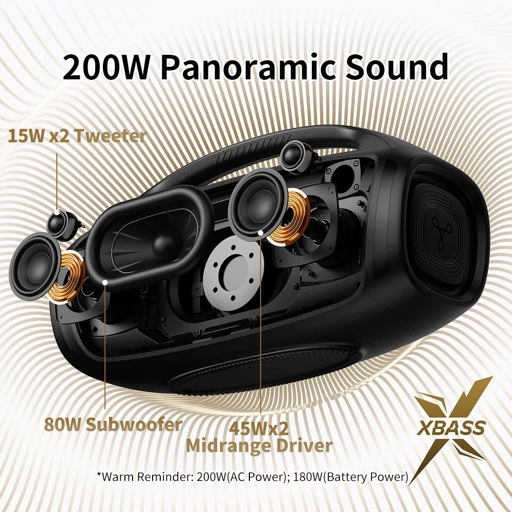 Speaker with technical details on a beige background