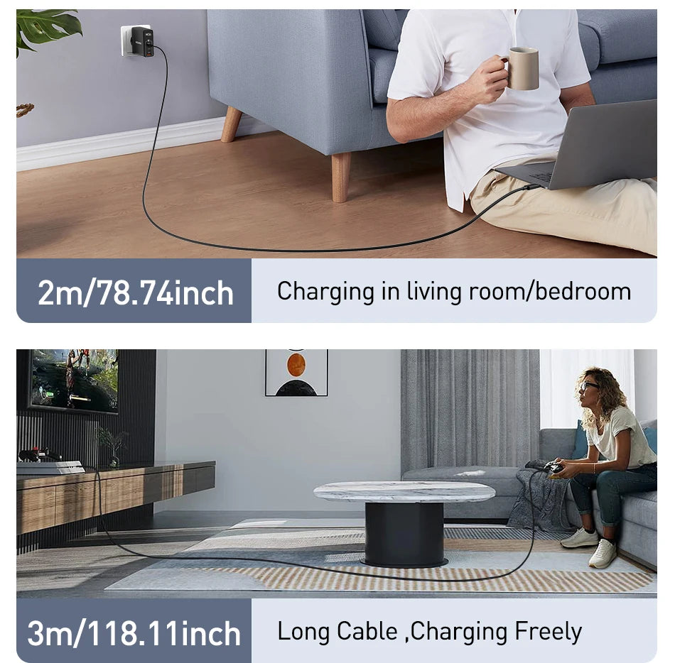 2m and 3m Type C Charging Cable