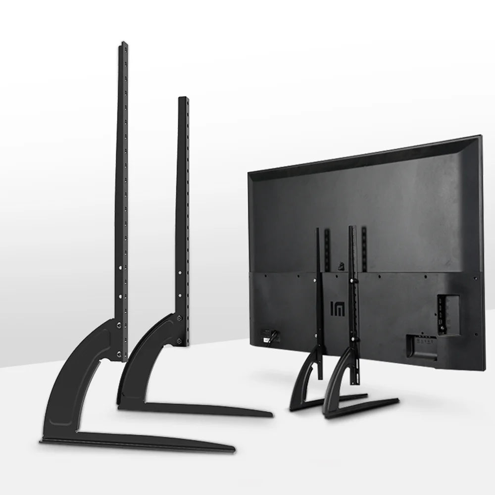 Black TV stand with a screen on a white background