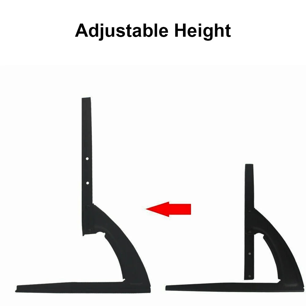 Black adjustable height bracket with a red arrow indicating height adjustment on a white background.