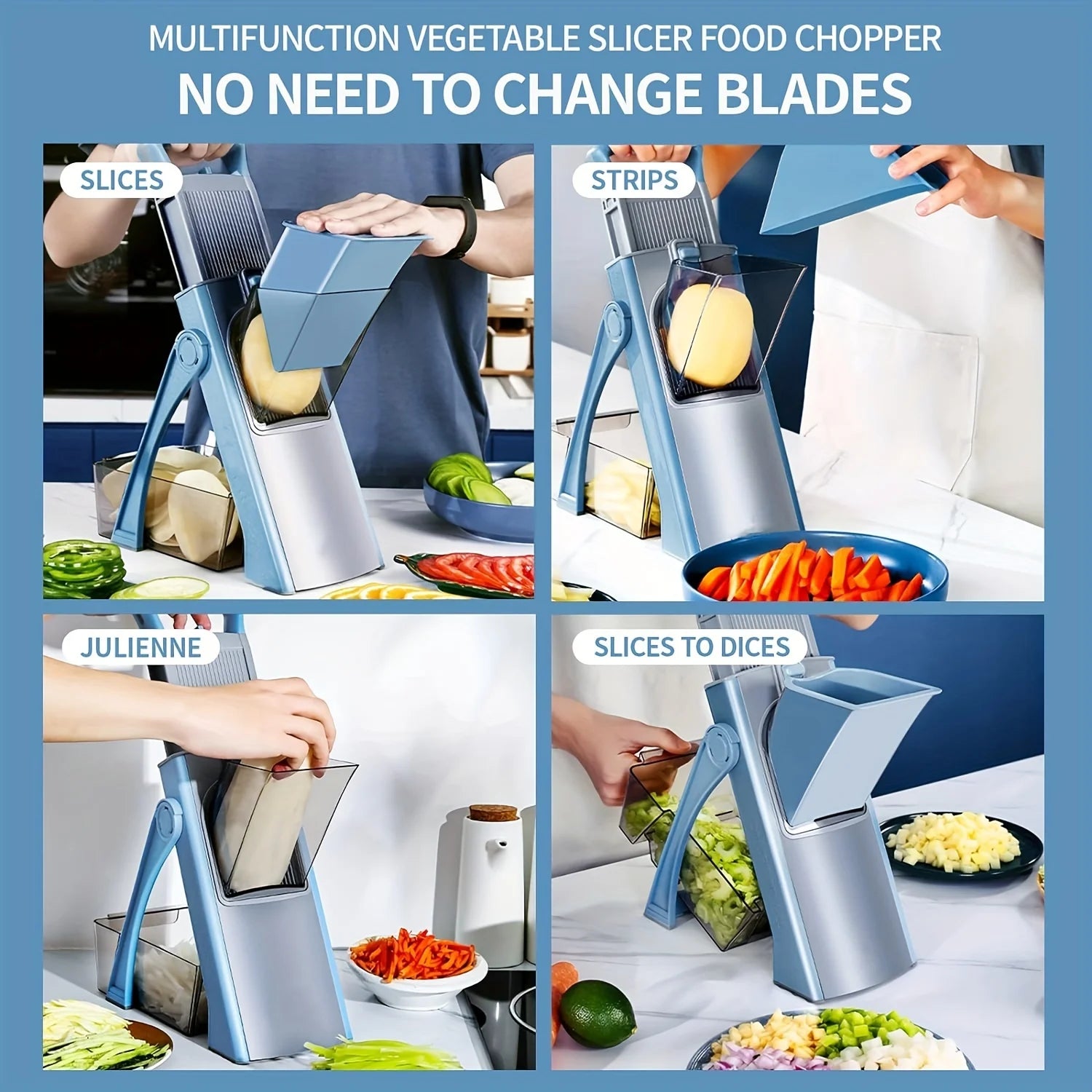 Blue Vegetable Slicer Features