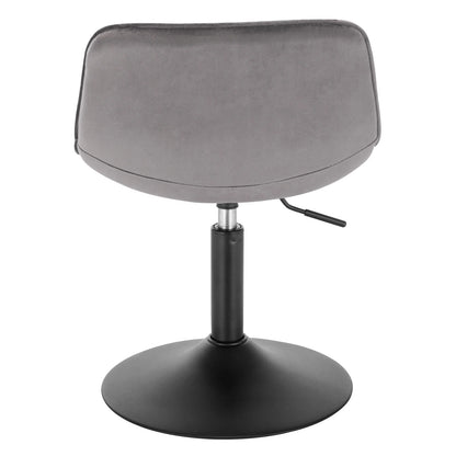 Gray swivel chair with a black base on a white background