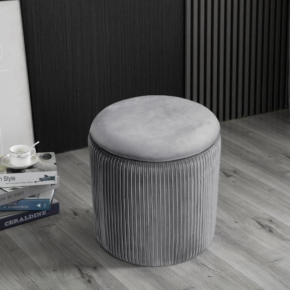 velvet storage ottoman grey