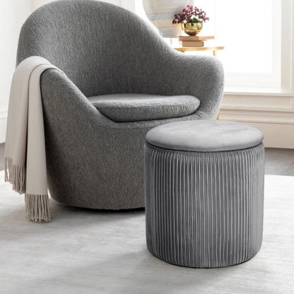 velvet storage ottoman grey