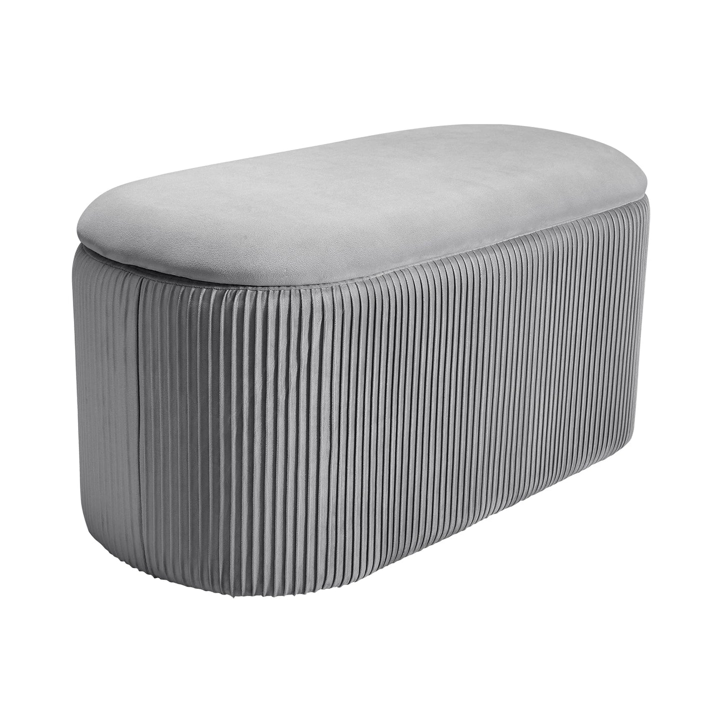 velvet storage ottoman grey