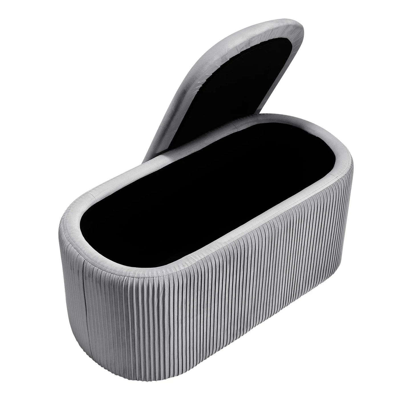 velvet storage ottoman grey
