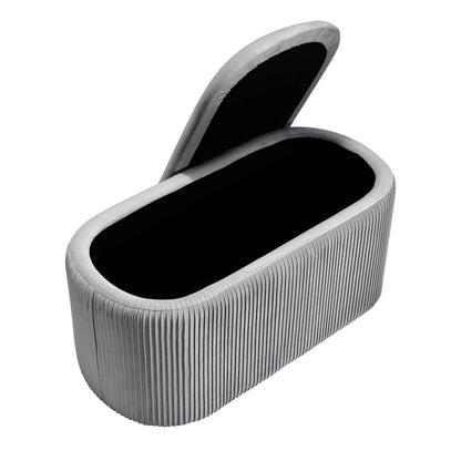 velvet storage ottoman grey