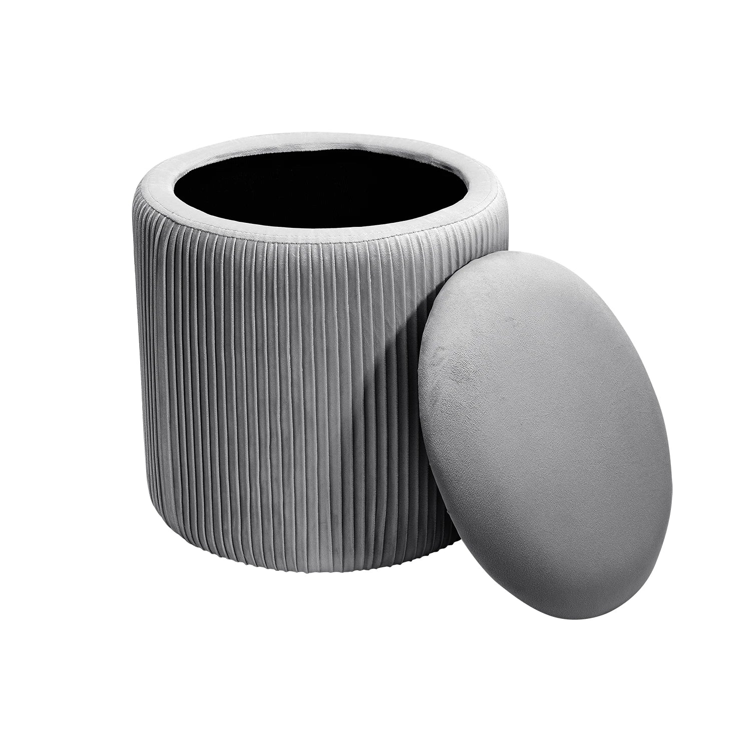velvet storage ottoman grey
