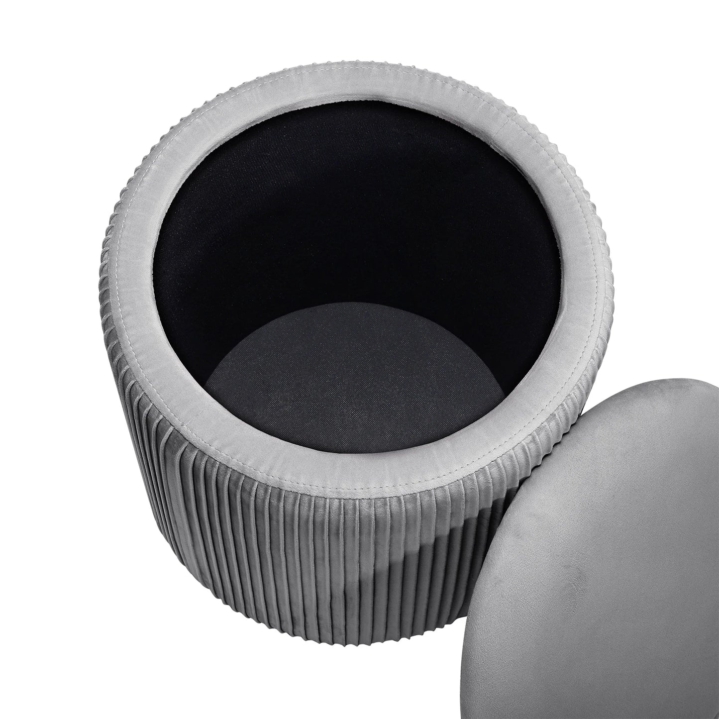 velvet storage ottoman grey