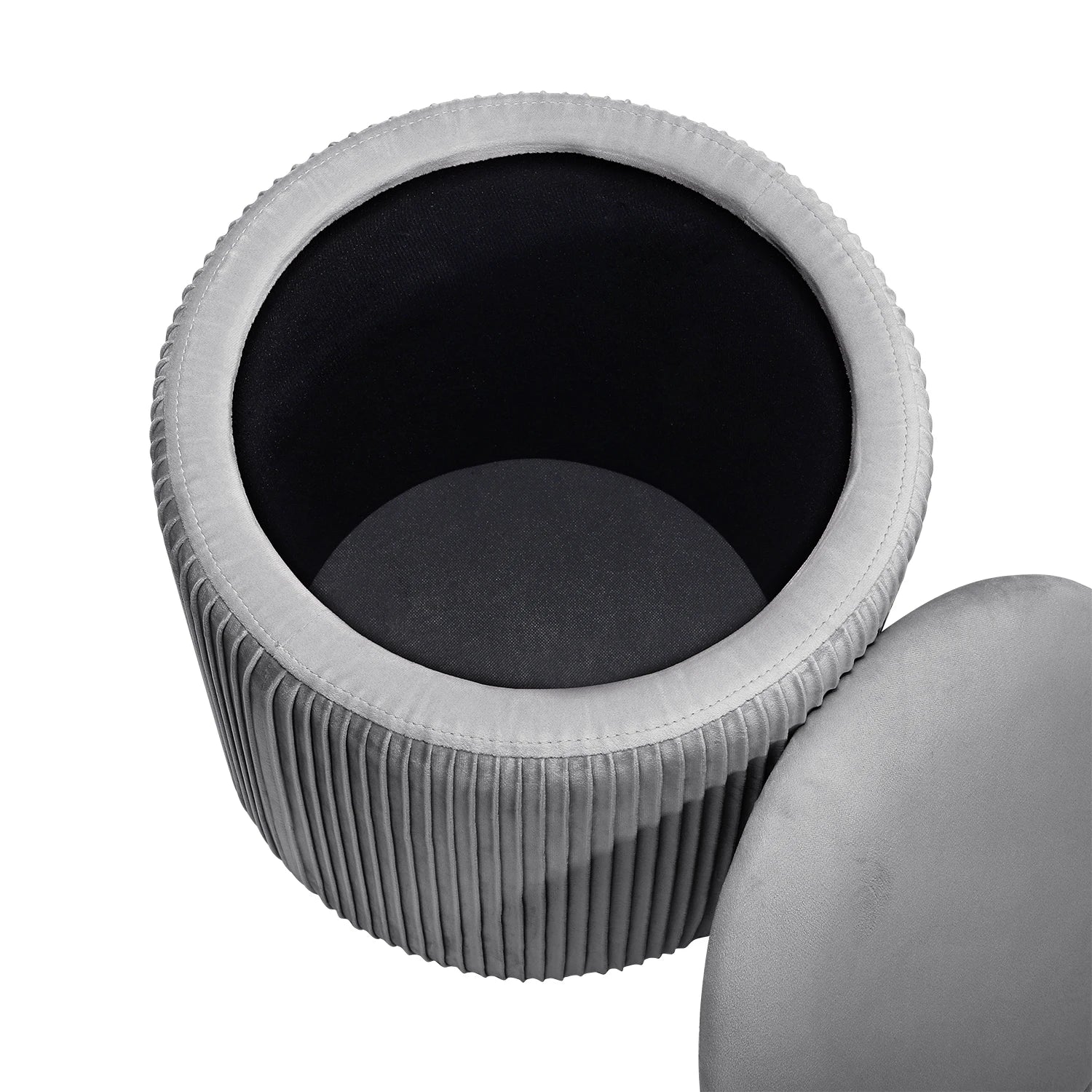 velvet storage ottoman grey