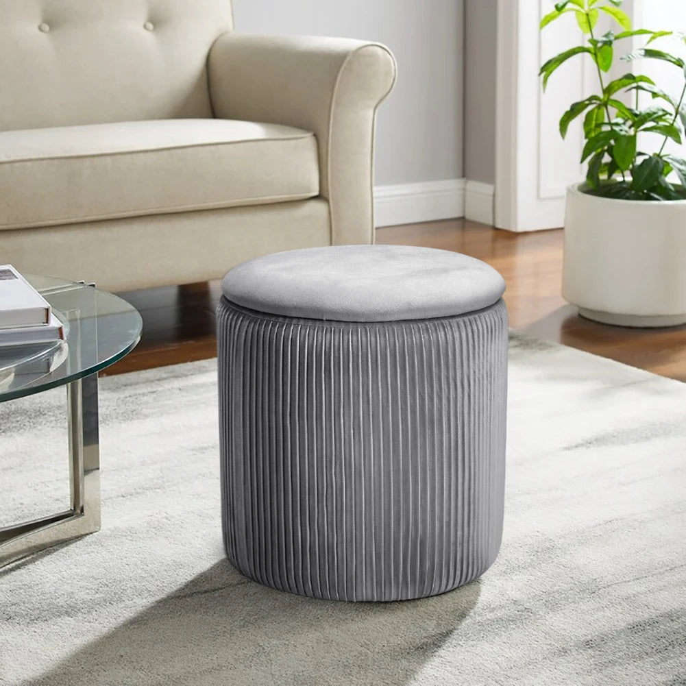 Velvet Storage ottoman Grey