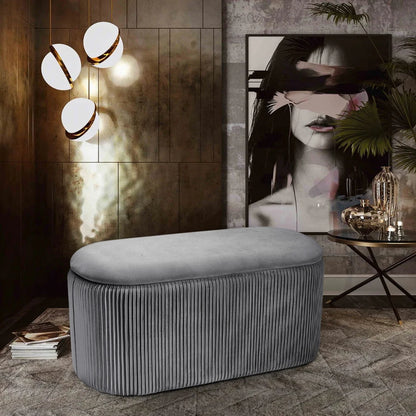 velvet storage ottoman grey