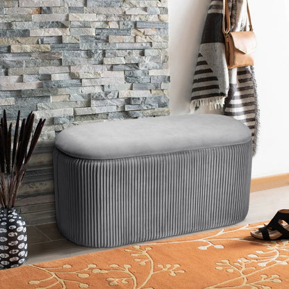 velvet storage ottoman grey