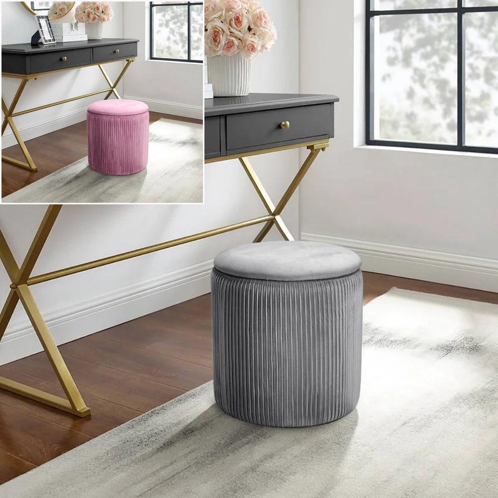 velvet storage ottoman grey