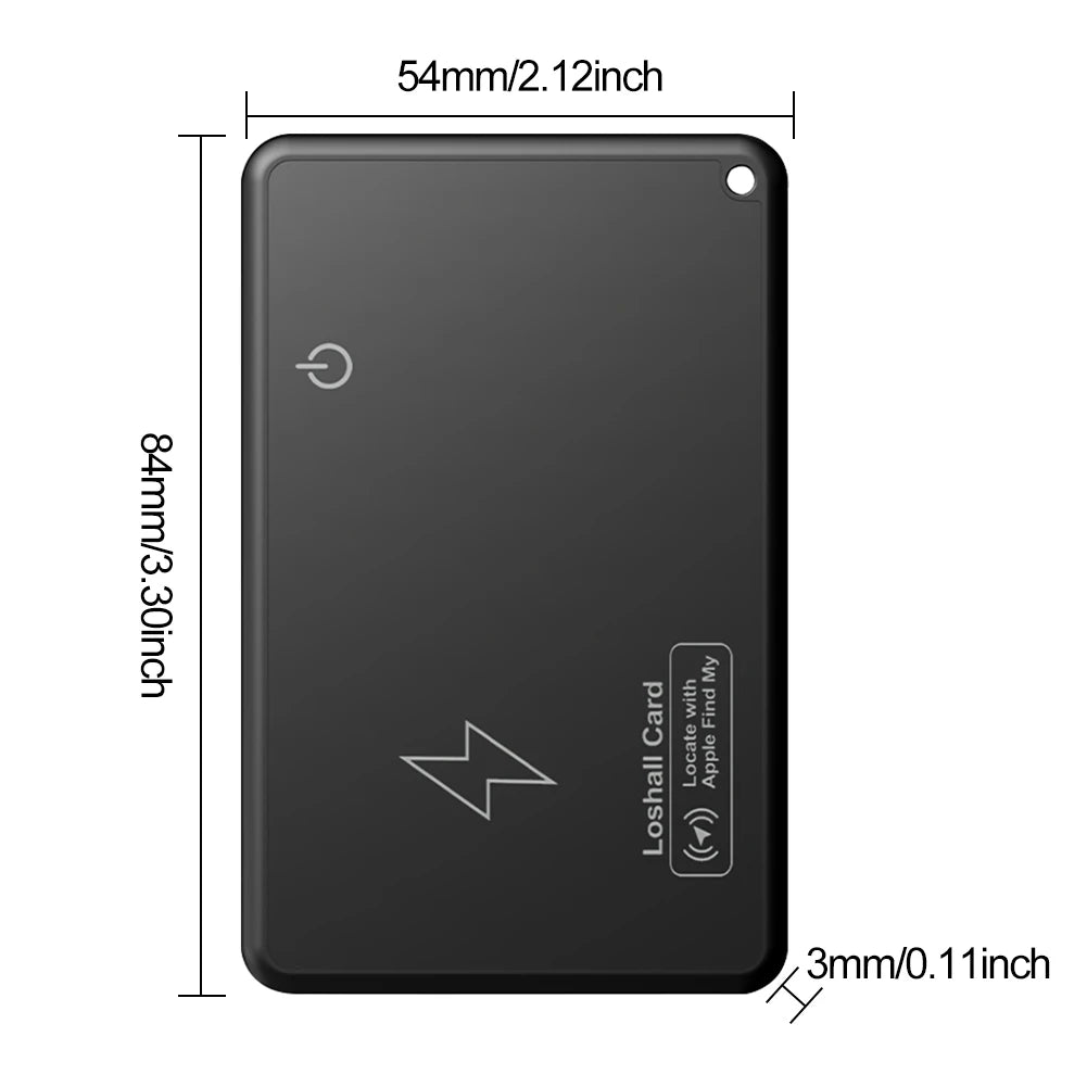 Black rectangular device with dimensions labeled on a white background
