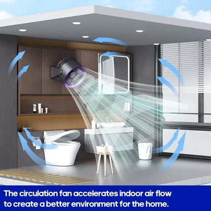 Bathroom with a circulation fan shown to improve indoor air flow