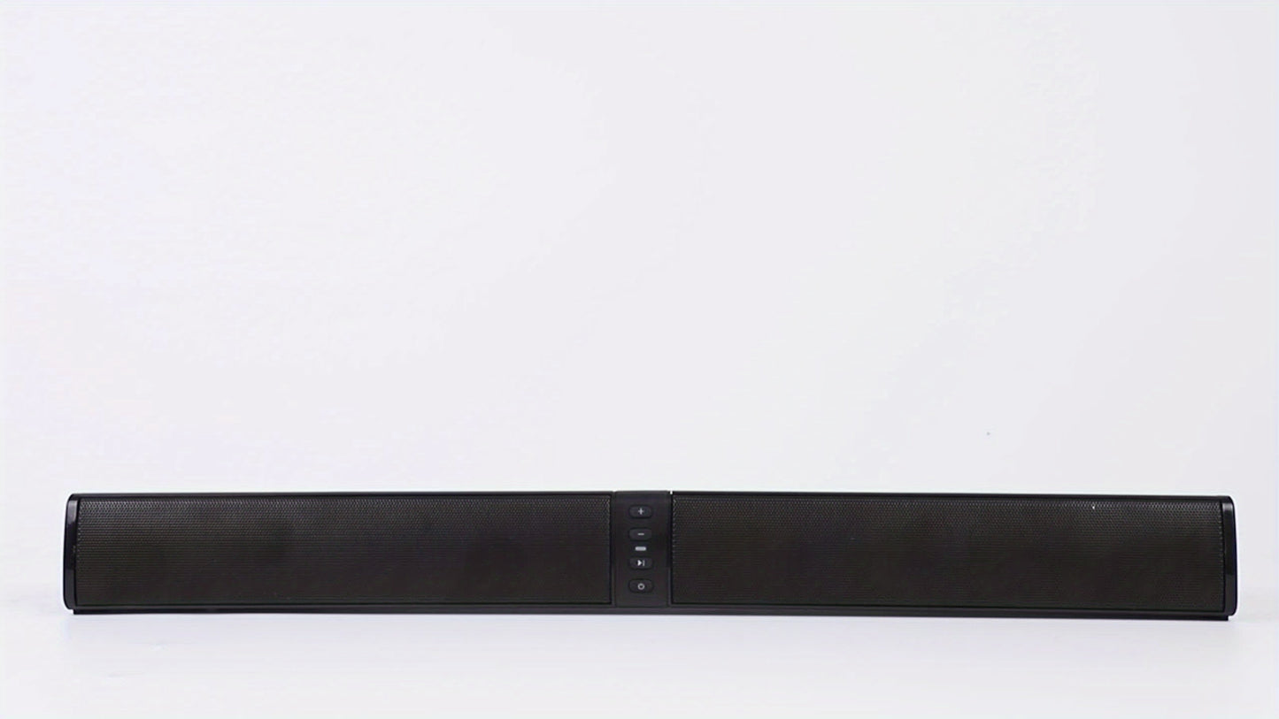 Black soundbar on a white background