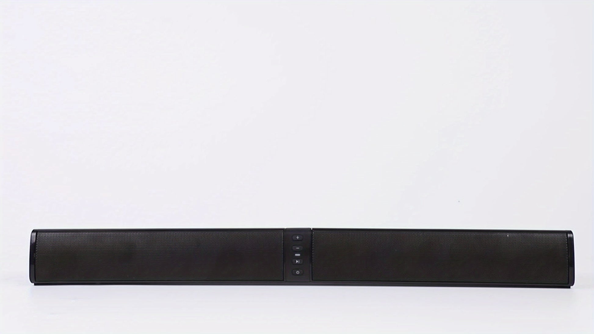 Black soundbar on a white background