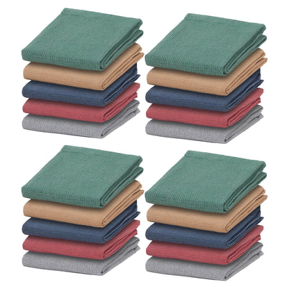 20 Pack Tea Towel Set Waffle Weave 100 Percent Cotton Absorbent Kitchen Towels