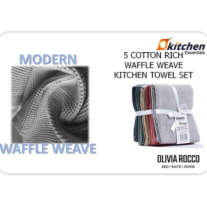 20 Pack Tea Towel Set Waffle Weave 100 Percent Cotton Absorbent Kitchen Towels