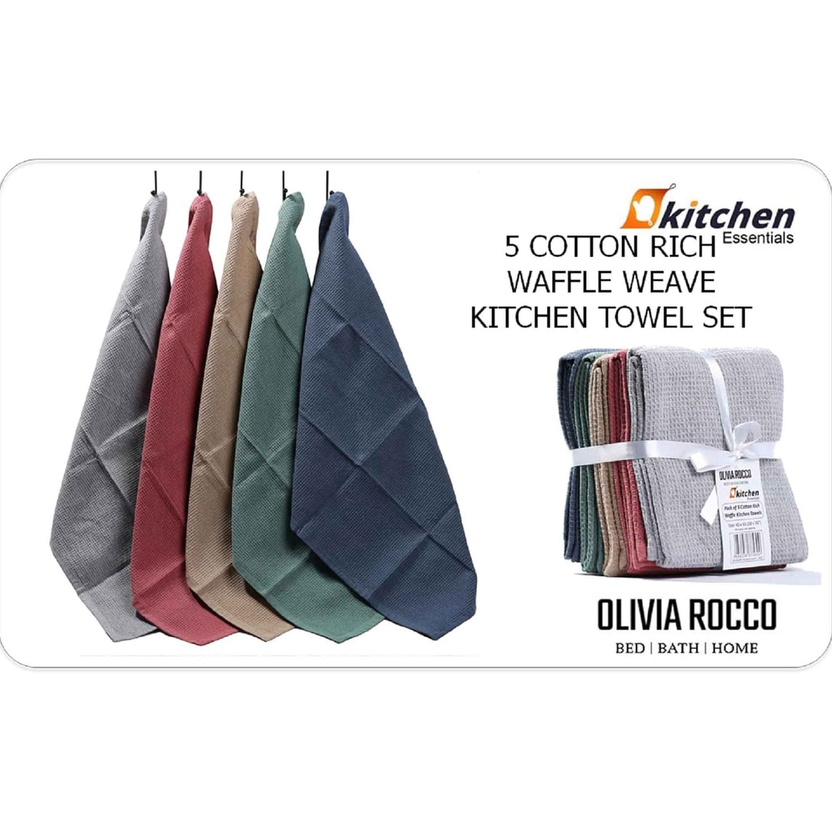 20 Pack Tea Towel Set Waffle Weave 100 Percent Cotton Absorbent Kitchen Towels