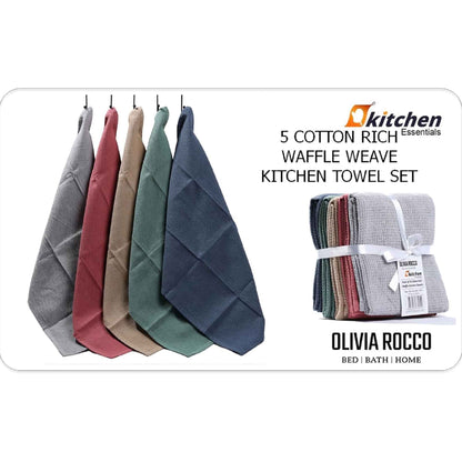 20 Pack Tea Towel Set Waffle Weave 100 Percent Cotton Absorbent Kitchen Towels